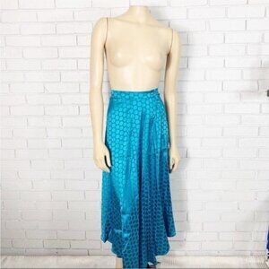Missguided asymmetric midi skirt in teal polka dot - Size 10‎